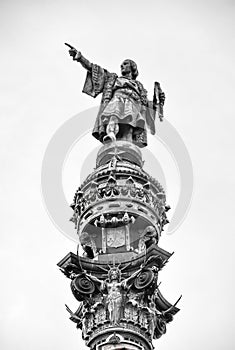 The Monument to Columbus in the Portal de la Paz Square in Barcelona