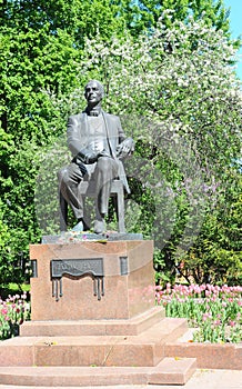 The monument to composer Sergei Vasilyevich Rachmaninov on Strastnoy Boulevard in Moscow.