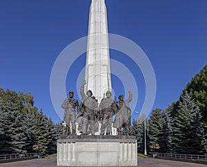 Monument to countries of anti-Hitler coalition, Alley Partisan in Victory Park on Poklonnaya hill, Moscow, Russia