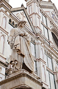 Monument to Dante, outside the Basilica of Santa Croce, Florence Italy photo