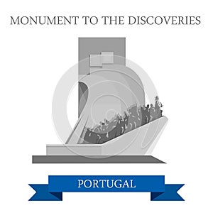 Monument to Discoveries Portugal Europe flat vector attraction