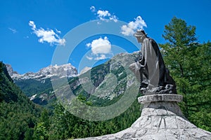 Monument to Dr. Julius Kugy in the Trenta Valley in Slovenia