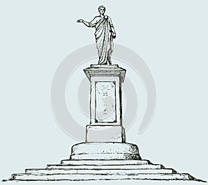 Monument to Duke de Richelieu. Odessa, Ukraine. Vector sketch