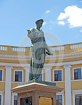 Monument to the Duke de Ristelieu in the Roman tog 1828. Odessa, Ukraine