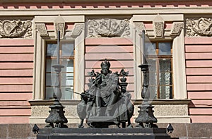 Monument to emperor Paul I in Mikhailovsky Palace courtyard