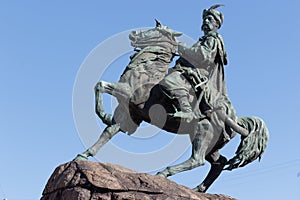 Monument to famous Ukrainian Hetman Bogdan Khmelnitsky on Sofia square in Kiev Ukraine