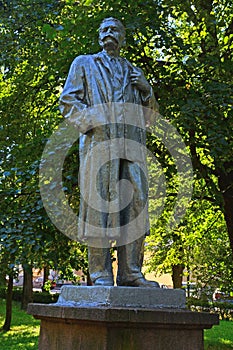 Monument to famous writer Maxim Gor'ky in Vyborg, Russia