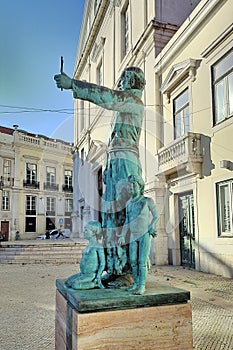 Monument to Father Antonio Vieira, at the Largo Trindade Coelho near the church of Sao Roque, in Chiado, Lisbon, Portugal