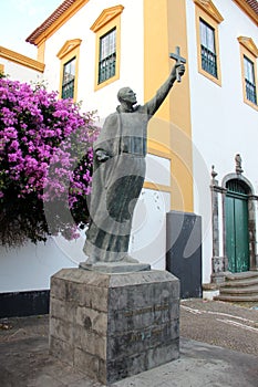Monument to Father Joao Baptista Machado, in historic center, Angra do Heroismo, Terceira, Azores, Portugal