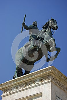 Monument to Felipe IV in Plaza de Oriente Square. Madrid, Spain.