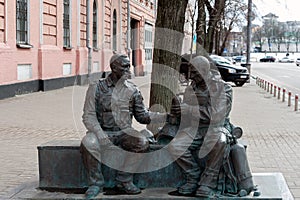 Monument to firemen in Kyiv Ukraine