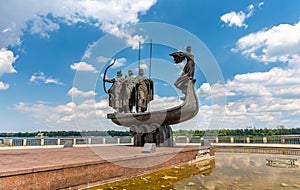 Monument to the founders of Kiev: Kiy, Schek, Khoryv and Lybid. Ukraine