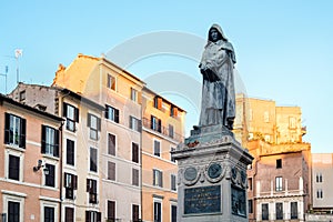 Monument to the Giordano Bruno in Campo dei Fiori in Rome photo