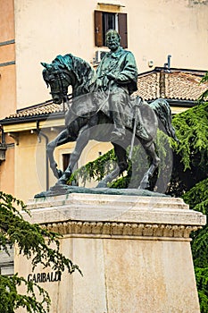 Monument to Giuseppe Garibaldi by Pietro Bordini at Independence Square in Verona, Italy