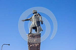 Monument to the governor Andrei Dubensky on the background blue sky.