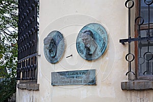 Monument to Halasz-Hradil and Ludovit Csordak in Kosice. Slovakia