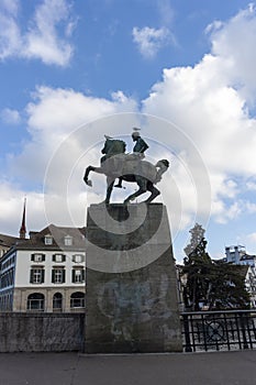 Monument to Hans Waldmann, who in 1483 held the post of burgomaster of Zurich photo