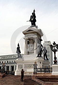 Monument To The Heroes Of The Naval Combat Of Iquique In 1879 On Plaza Sotomayor.