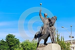 Monument to hetman Petro Konashevych-Sahaidachny at Kontraktova Square in Kyiv, Ukraine