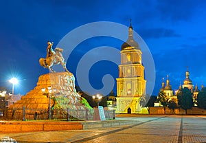 Monument to hetman of Ukraine Bogdan Khmelnitsky and Saint Sophia Cathedra