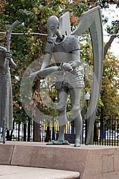 The monument to human vices. Moscow. A fragment of the war. photo
