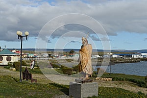 A monument to hunter from an Indian tribe in the village of Porvenir.