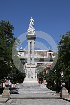 Monument to the Immaculate Conception in Triunfo Square in the historic center of Seville, Spain.