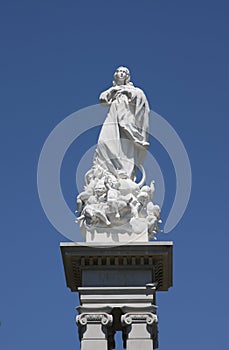 Monument to the Immaculate Conception in Triunfo Square in the historic center of Seville, Spain.