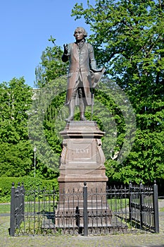 Monument to Immanuel Kant in bright spring day. Kaliningrad