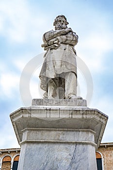 Monument to Italian linguist Niccolo Tommaseo in Venice, Italy