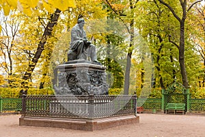 The monument to Ivan Krylov in Summer Garden