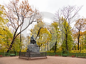 The monument to Ivan Krylov in Summer Garden