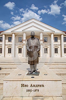 Monument to Ivo Andric on the square of Andricgrad