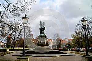 Monument to Jan III Sobieski in the historic center of Gdansk The wood market