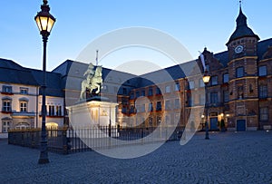 Monument to Johann Wilhelm II and the Town Hall of Dusseldorf photo