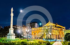 Monument to Juan Lavalle and Teatro Colon in Buenos Aires, Argentina photo