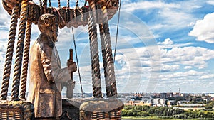 Monument to Jules Verne and the Balloon in Nizhny Novgorod, Russia on the bank of the Oka photo