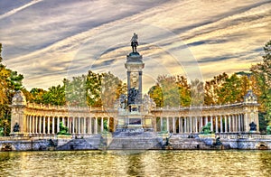 The Monument to King Alfonso XII in Buen Retiro Park - Madrid, Spain photo