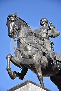 Monument to king Peter I Karadjordjevic of Serbia in Novi Sad, made it in this 2018 year. P