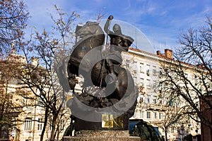 Monument to the lancer on a horse in Sofia