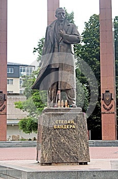 Monument to the leader of the Ukrainian nationalist and independence movement Stepan Bandera photo