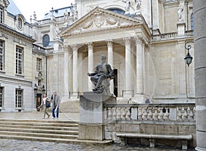 Monument to Louis Pasteur against the Chapelle de la Sorbonne in Paris