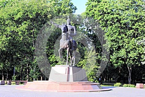 Monument to Manas the Magnanimous, the hero of the Kirghiz epic is set in the Park of Friendship, Moscow, Russia.