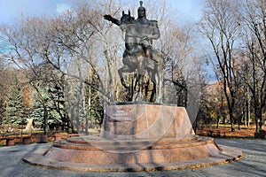 Monument to Manas. The magnanimous hero of the Kyrgyz epic. Moscow, Russia, Park of Friendship.