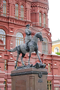 Monument to Marshal Zhukov, landmark in Moscow.