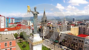 Monument to Medea on Europe Square in Batumi Georgia, aerial view, history photo