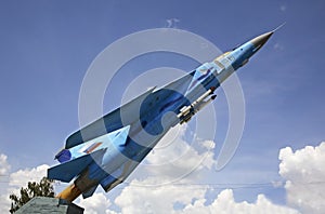 Monument to MiG-23 in Lukhovitsy. Russia