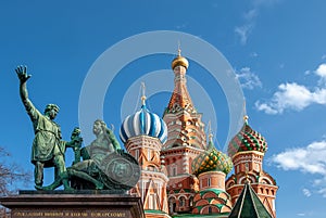 Monument to Minin and Pozharsky, Cathedral of Vasily the Blessed. Moscow.