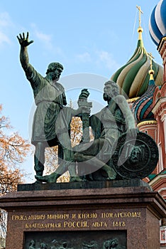 Monument to Minin and Pozharsky on red square in Moscow