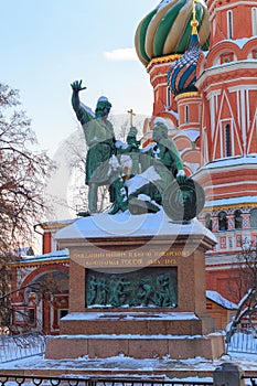 Monument to Minin and Pozharsky on the Red Square in Moscow